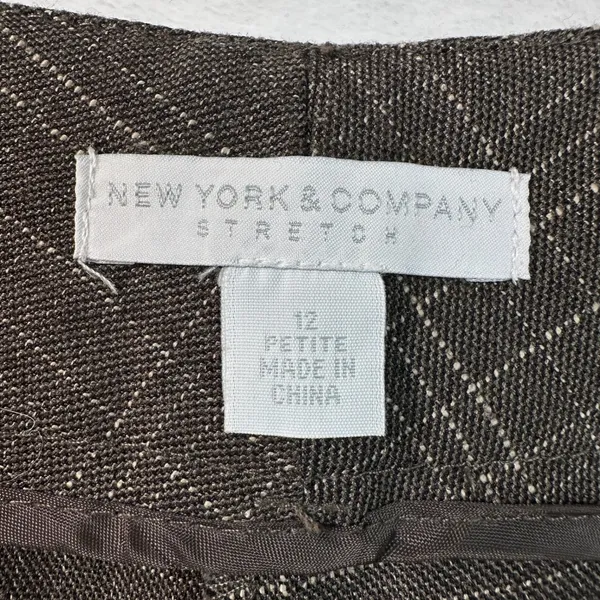 New York & Company Brown Plaid Wide Leg Stretch Trousers Pants 12 Petite - Image 5