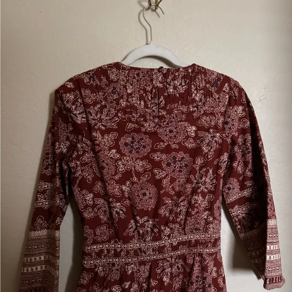 Veronica Beard Wandisa Mini Dress Sz‎ 4 in Rust Boho Floral Indian Cotton Sample - Image 5