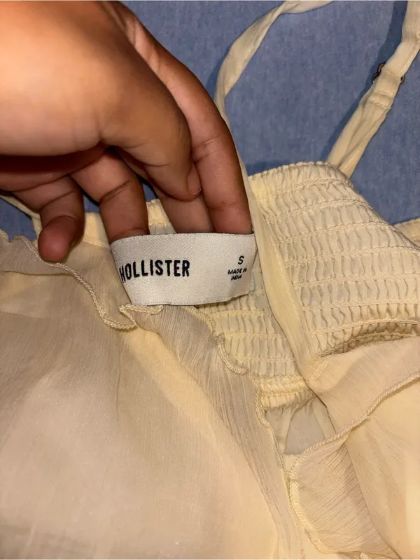 Hollister Cream Sheer Button-Front Lace Trim Camisole - Image 2
