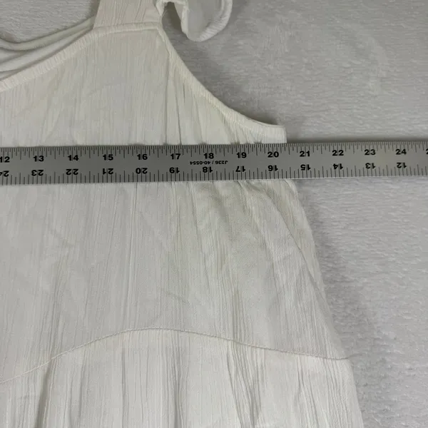 Margaux Riviera Colorblock Tiered Ruffle Mini Dress White Tan Yellow Large - Image 4