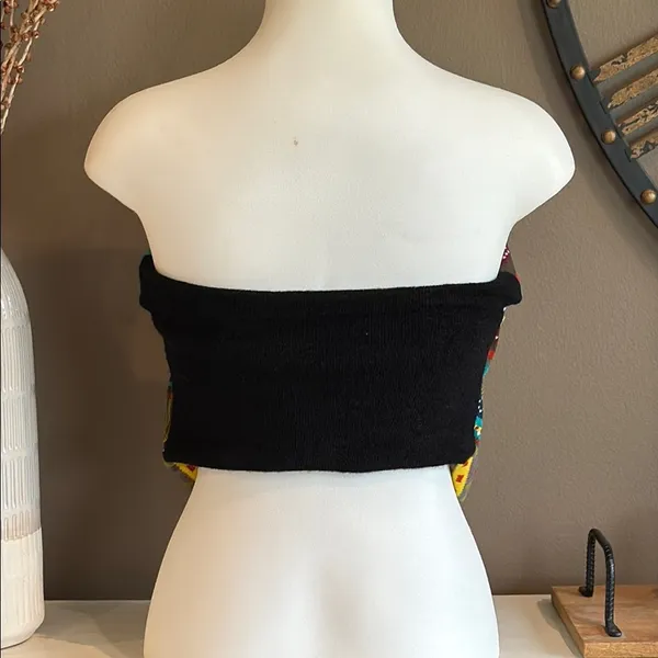 Colorful Strapless Knit Top Green Size L - Image 6