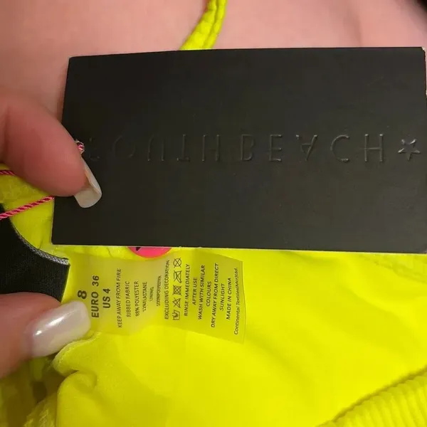 ✨South Beach Mix and Match Ribbed Neon Yellow Sz 4 Bikini Set✨ - Image 8