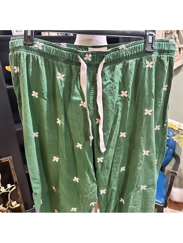 American Eagle Green Floral Embroidered Lounge Pants Size XL - Image 2