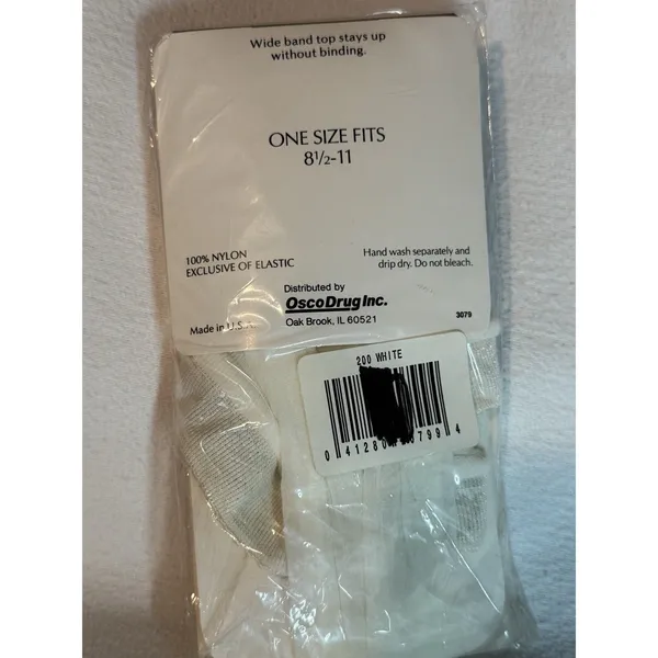Vintage Osco Sheer Thigh High Stockings White Sandalfoot Wide Band Nylon - Image 3