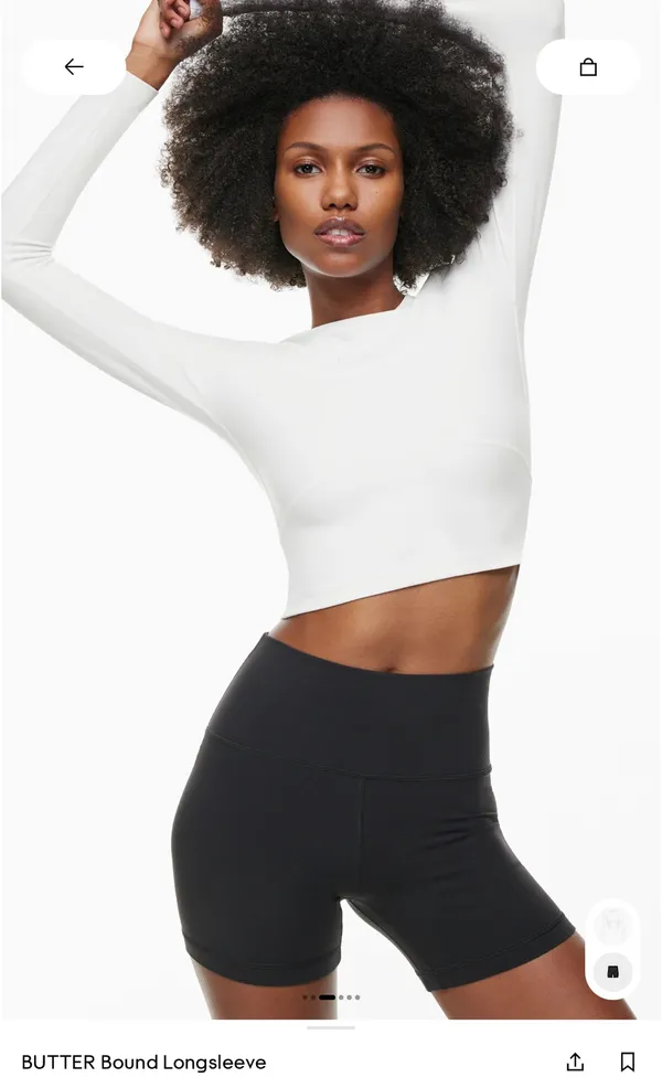 Cropped Butter Long Aritzia Crewneck Sleeve Shirt - Image 4