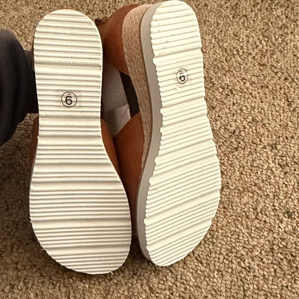 Corkys Tan Leather Wedge Sandals Size 9 - Image 5