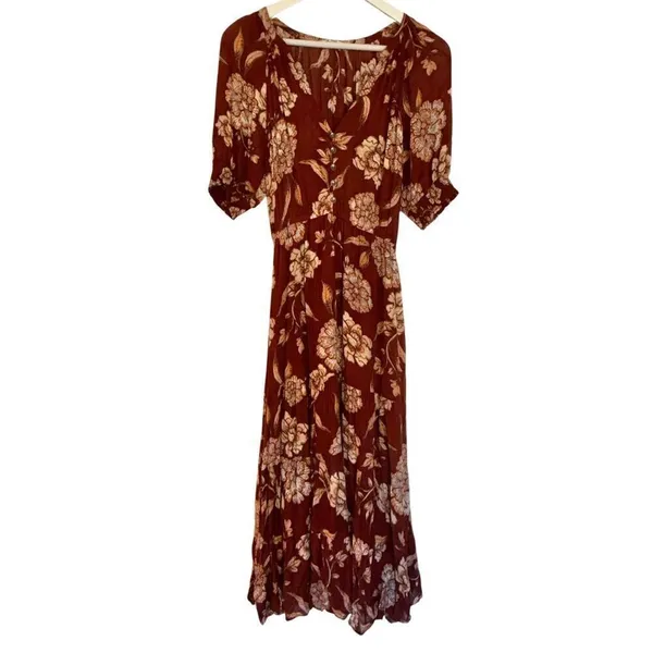 Steve Madden BB Dakota red floral neck midi dress size M - Image 2
