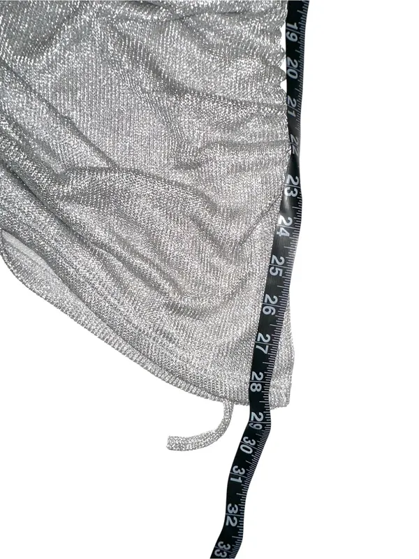 NWT Outcast Labyrinth Silver Strapless Ruched Metallic Mini Dress XS - Image 8