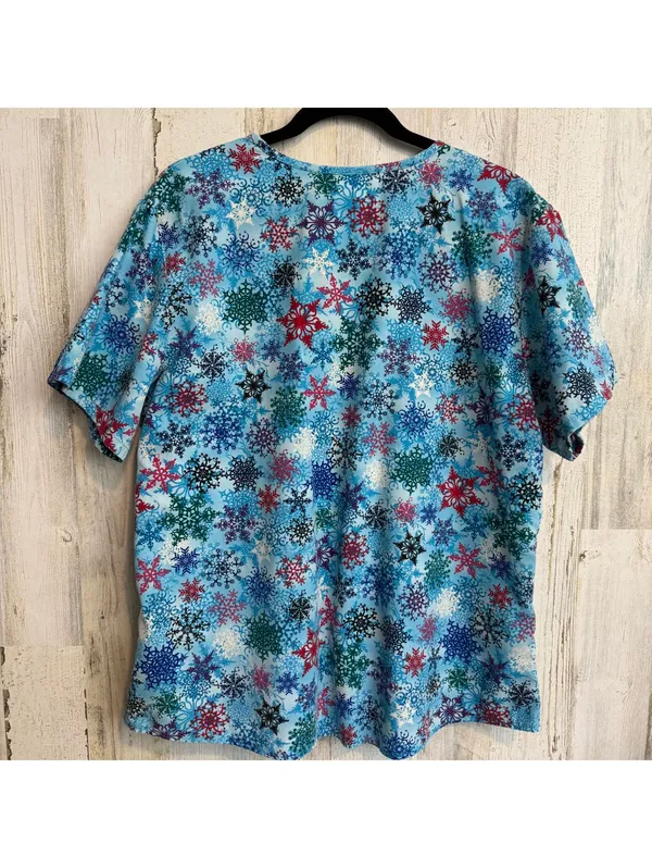 SB Scrubs Women's V-Neck Snowflake Print Medical Scrub Top Size Large Nursing - Image 6