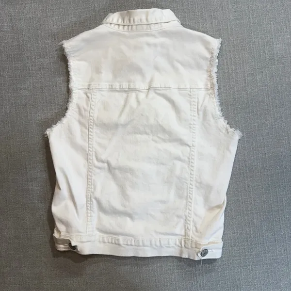 Shyanne‎ White Denim Vest Small Distressed American Flag Patriotic Western - Image 2