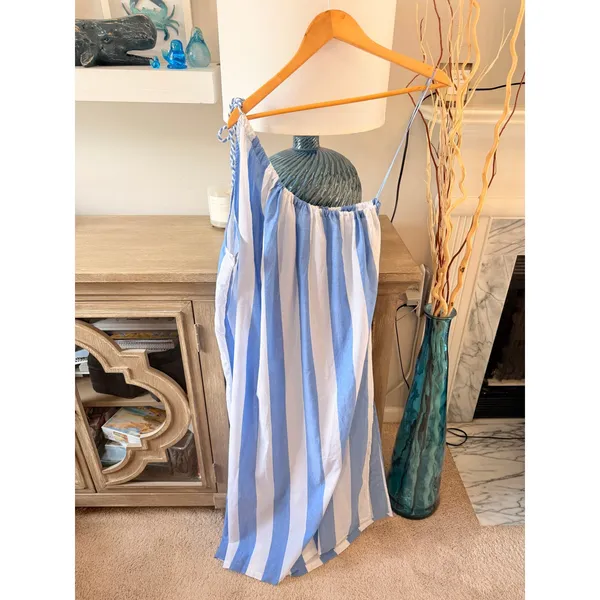 Loft Beach One Shoulder Maxi Dress Womens‎ Blue White M - Image 3
