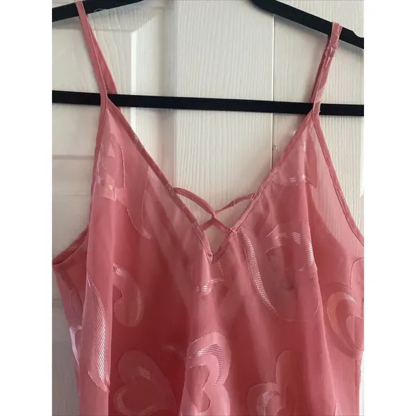 Morgan Taylor Intimates Small Pink Heart Night‎ Semi Sheer Slip Dress Lingerie - Image 2