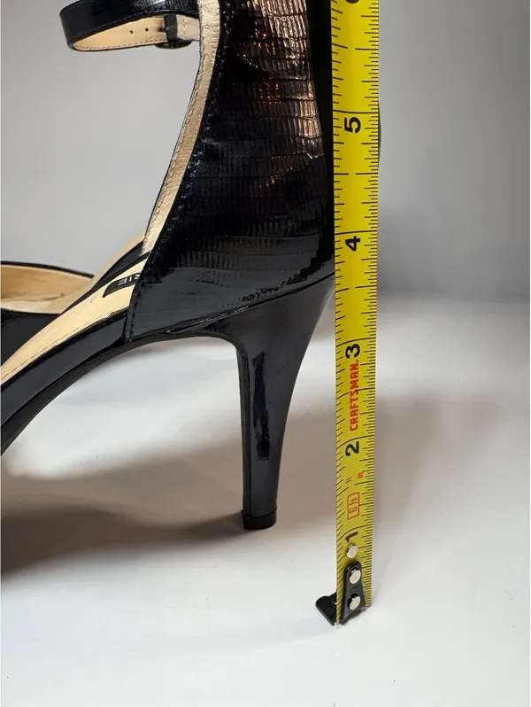 Alex Marie Women’s 9M Black Patent Peep Toe Ankle Strap Platform Heels - Image 5