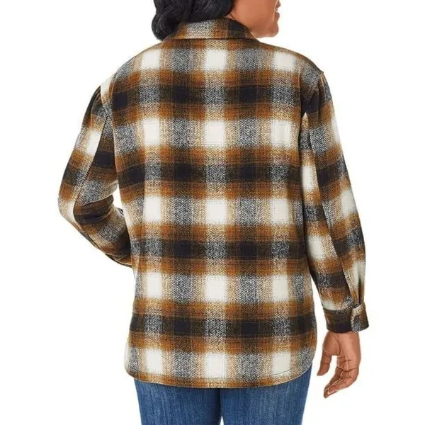 NWT Womens Members Mark Acorn Plaid Button Down Shacket Plaid Jacket - Sz XL - Image 2