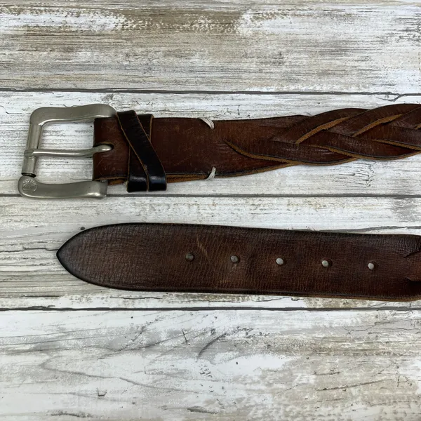 Timberland Western Belt Braided Leather Womens Chunky‎ Small Brown Boho Outdoor - Image 4