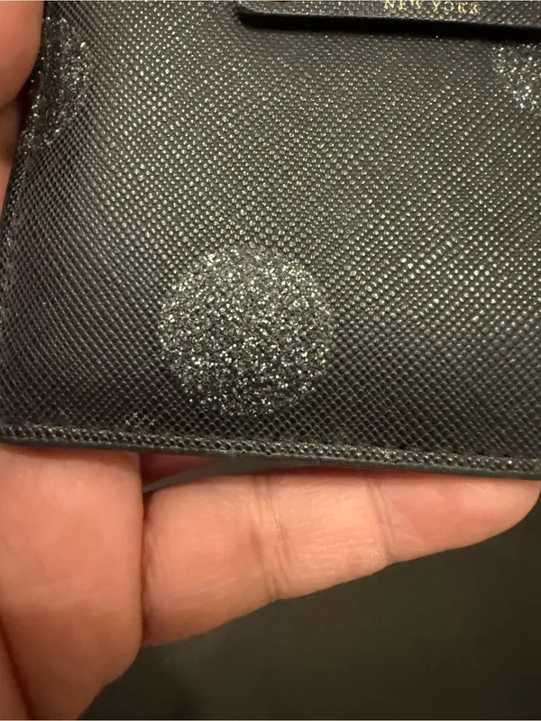 KATE SPADE Haven Lane Graham Glitter Black Crossgrain Leather Card Case Wallet - Image 7