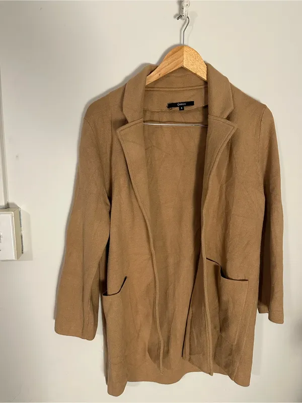 Quince 100% Organic Cotton Knit Blazer camel small - Image 2