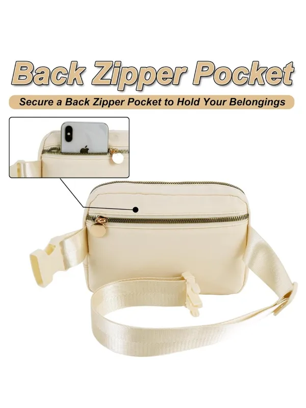 Belt Bag Fanny Pack Crossbody Bags with Initials Letter Patch -Khaki,J - Image 4