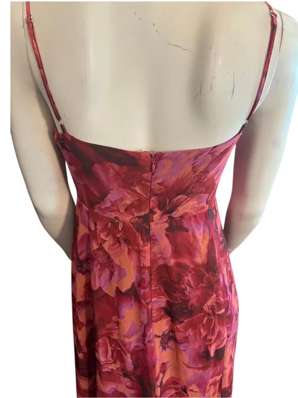 Lulus Beautiful Soul Floral Print Twist-Front Maxi Dress Burgundy XL NWT - Image 9