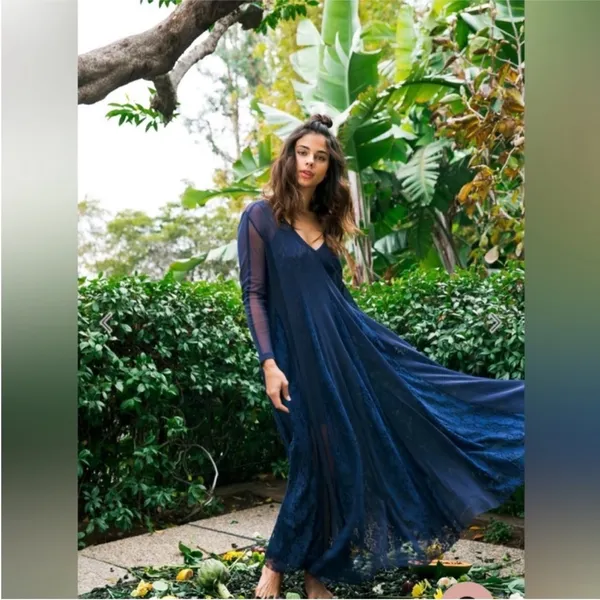 We‎ are HAH Mama C Navy Lace Panel Dress - Image 4