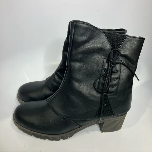 Muk Luks Lucy Lillith black faux‎ leather boots women’s size 10 zipper closure - Image 4