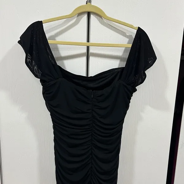 Black Ruched off the shoulder dress - Image 5