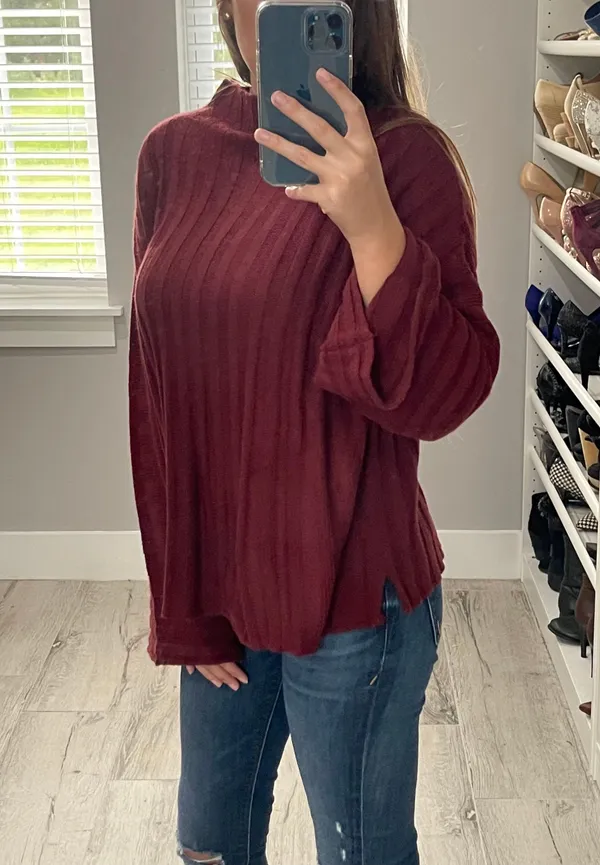 BP. Maroon Flare Sleeve Sweater - Image 3