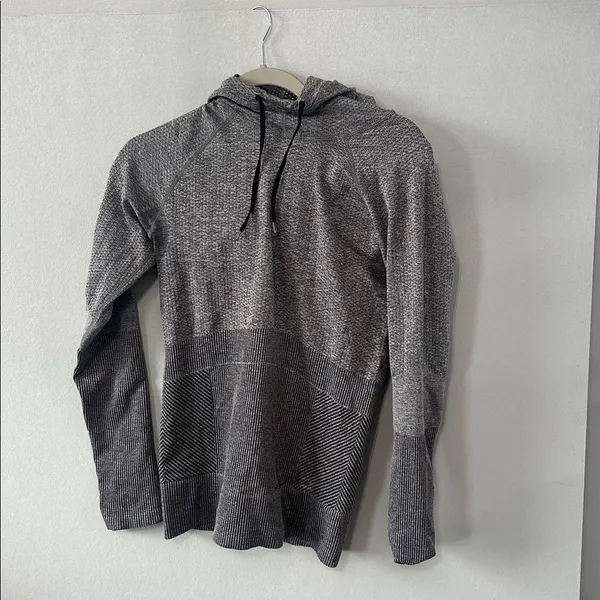 RBX Womens Hoodie Gray Seamless Knit Long Sleeve Activewear Pullover Medium - Image 2