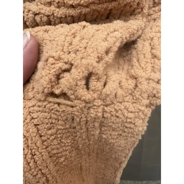 Free People Be Yours Pullover Sweater Camel Chunky Knit Oversized Cowl Neck XS - Image 9