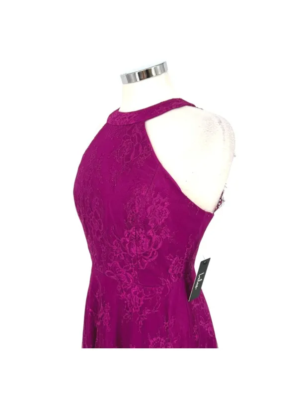 Lulus Hometown Girl Magenta Lace Skater Dress Sleeveless Mini Size Medium NWT - Image 4