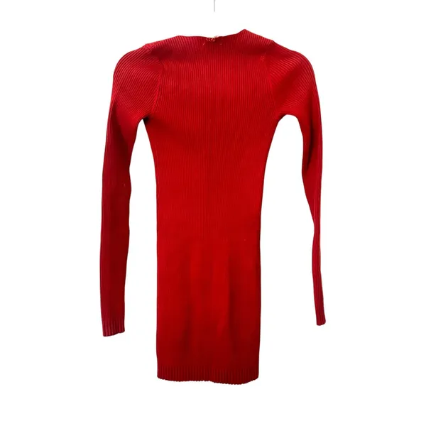 FOR LOVE‎ & LEMONS Annie Ribbed Knit Zippered Mini Dress Red X-Small - Image 4
