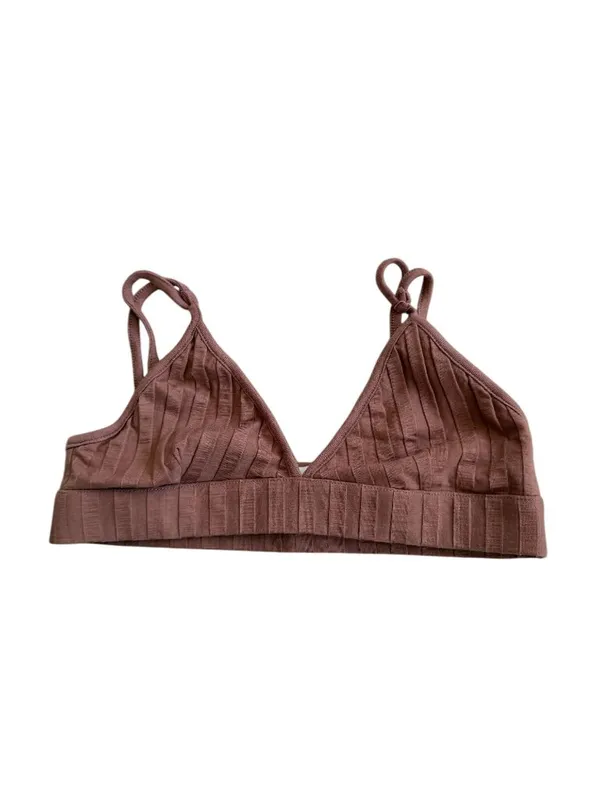 JONATHAN SIMKHAI Standard Brown Ribbed Bralette Bra Size Medium - Image 5