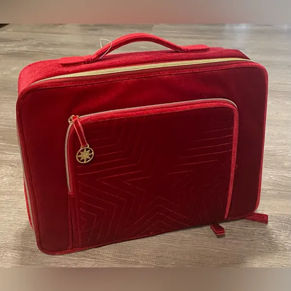 Estée Lauder Red Velvet Train Case 2023 | Makeup Bag Travel Organizer - Image 2