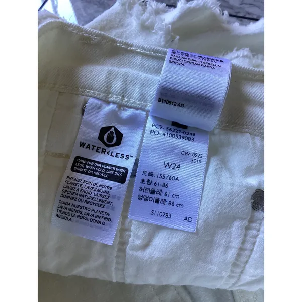 Levis 501 Original High Rise White Denim Cut Off Shorts 56327-0248 Womens W24 - Image 8