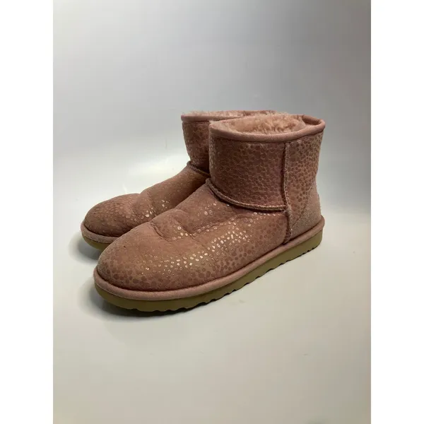 UGG Classic Mini Boots Women Size 8 Pink Good Metallic Snake Print Shearling - Image 3
