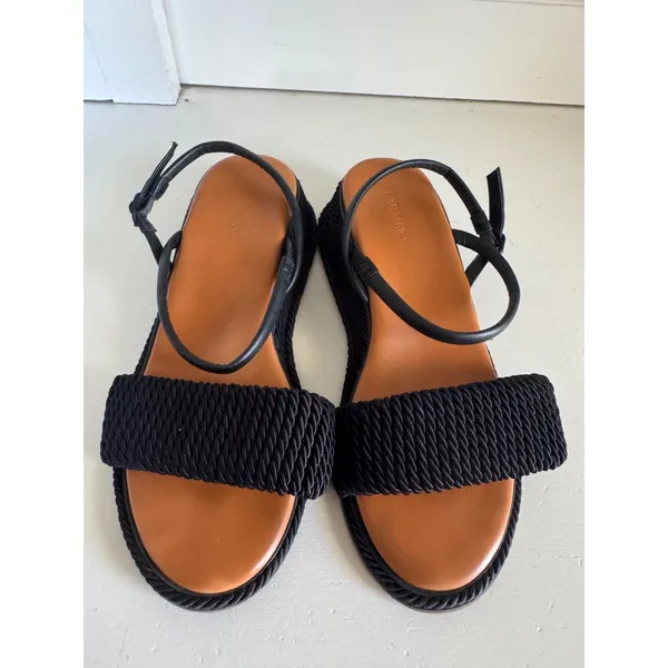 Farm Rio black‎ woven wedge sandals size 10 - Image 3