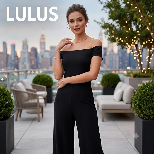 Lulus Black Off The Shoulder Wide Leg Jumpsuit XS Formal Evening Wedding Guest‎ - Image 2