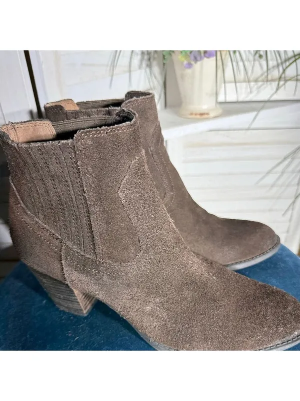 Dolce Vita Brown Suede Leather Ankle Cowboy Boots Size 9 - Image 3