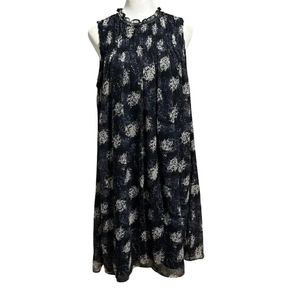 Joie Size M Baltic Floral Print Sleeveless Mini Dress Shift Blue White Floral - Image 3