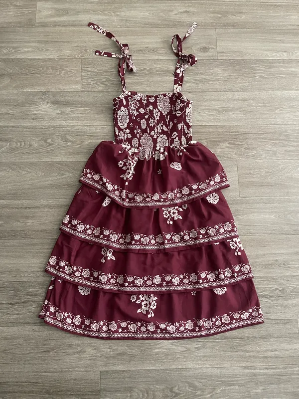 Francesca’s Alice Floral Smocked Tiered Midi Dress - Medium - Image 3