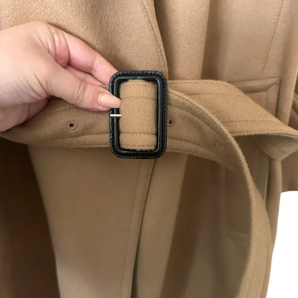 BURBERRY Wool Cashmere Trench‎ Coat Camel Sz 4 - Image 5
