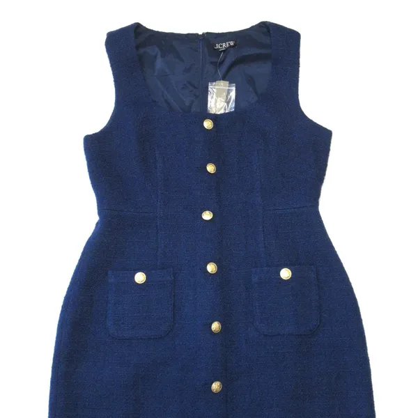 NWT J.Crew Sophia Sleeveless Midi in Dark Evening Blue Tweed Dress 12 - Image 4