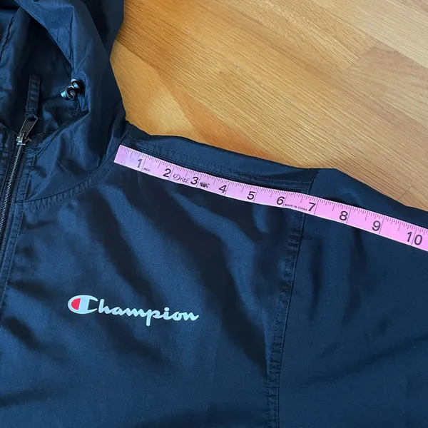 Champion Men’s Small Black Anorak Windbreaker Half Zip Hooded Pullover - Image 8
