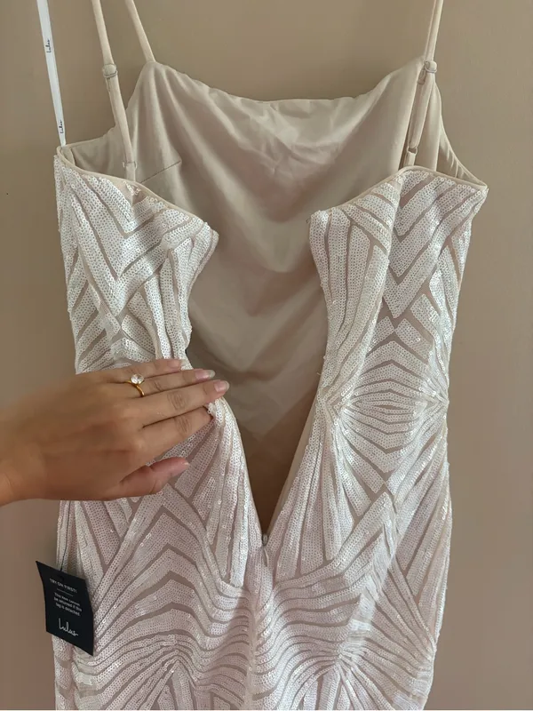 Lulus Lost In Your Eyes White Sequin Bodycon Mini Dress Size Small Sleeveless - Image 10