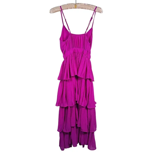 NWT Beaded Jewel 3D Eye Tiered Maxi Dress Size S Fuchsia Pink Party Statement - Image 3