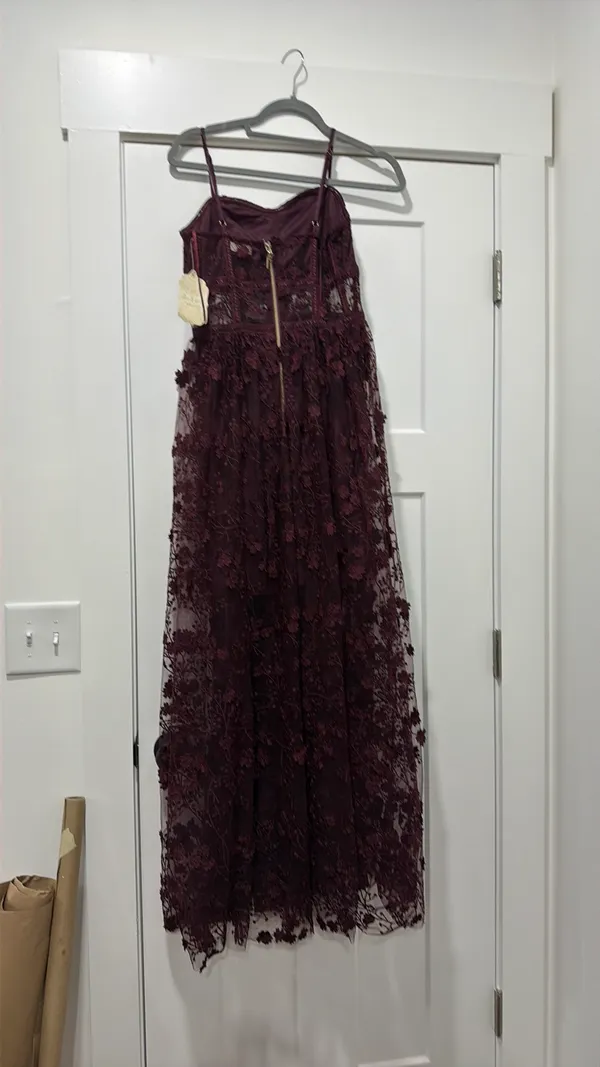 Altar'd State Burgundy formal corset prom dress - Image 5
