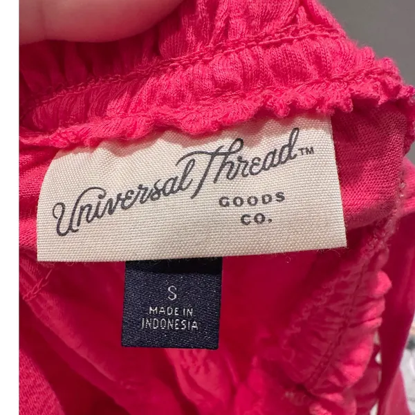 Universal Thread Hot Pink Cotton Smocked‎ Tank Top Size Small Barbie Summer - Image 4