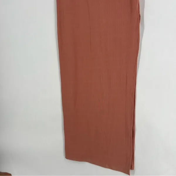 Haute Monde‎ Blush Pink Stretch Ribbed Jersey Knit Side Slit Bodycon Maxi Dress - Image 6