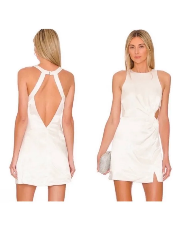 NWT For Love and Lemons Lucy White Satin Open Back Mini Dress size M - Image 2