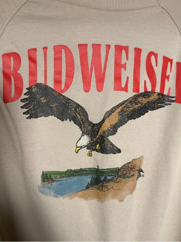 Budweiser Women's Tan Graphic Crewneck Sweatshirt XS - Image 2